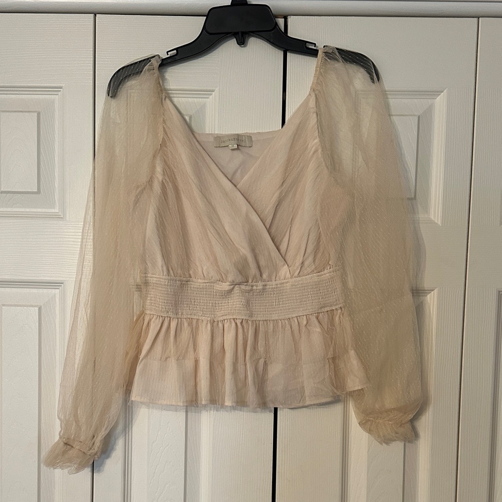 Dance & Marvel Cream Sheer Blouse